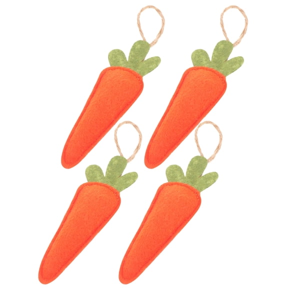 Pretyzoom Easter Carrots Decor Orange Cloth PP Cotton Hanging Ornaments 4Pcs