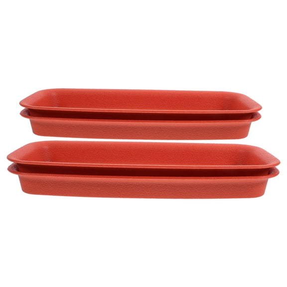 Pretyzoom 4Pcs Red Rectangle Plant Saucers Plastic Drip Trays for Indoor Plant Pots