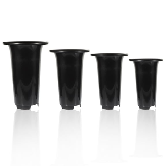 Pretyzoom 4Pcs Black Plastic Flower Planters with Ventilation Holes for Stable Window Sill Use