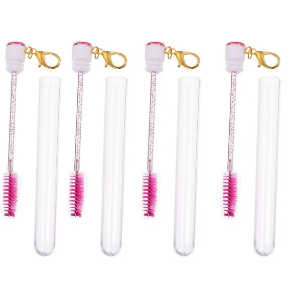 Pretyzoom 4pcs Portable Makeup Brush Key Chain Lightweight Eyebrow Wands for Travel and Daily Use Stylish Design