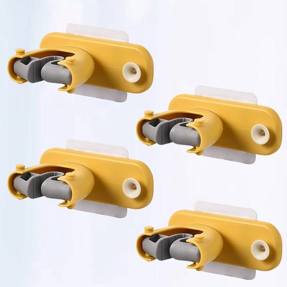 Pretyzoom 4Pcs Wall Mounted Mop Hanger Yellow for Home Garden Garage Storage and Organization