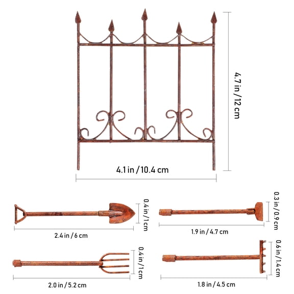 Pretyzoom 5 Pcs Miniature Garden Tools Antique DIY Projects Iron Assorted Color