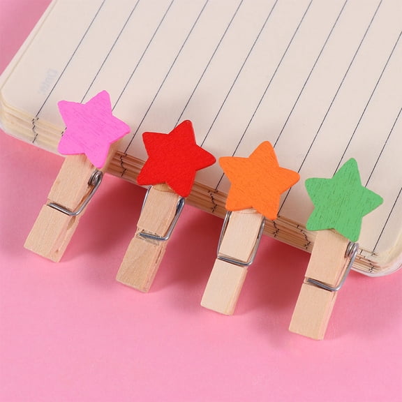 Pretyzoom 50 Clips Of Small Picture Clamps Wooden Assorted Color For Christmas And Decorations