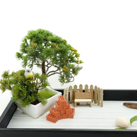 Pretyzoom 50Pack Brick Toy Mini Building Bricks Light Brown Clay For Decorating Garden Decorations Families