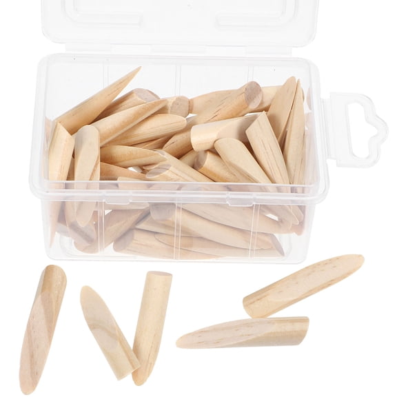 Pretyzoom 50Pcs Beige Solid Wood Pocket Hole Covers Durable Woodworking Repair Plugs