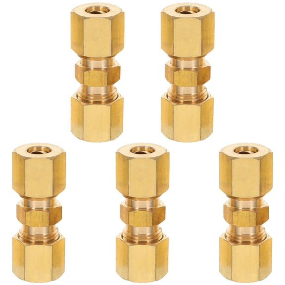 Pretyzoom 5Pcs 1 4 Compression Tube Connector Fitting Machine Parts Durable Golden Brass