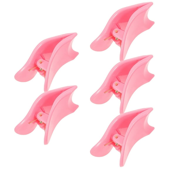 Pretyzoom Convenient Eyelash Clip Pink Plastic Eyelash Clamp 5Pcs