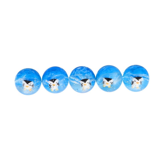 Pretyzoom 5Pcs Blue Soft Rubber Bouncy Balls Transparent Design Safe for Playing and Parties