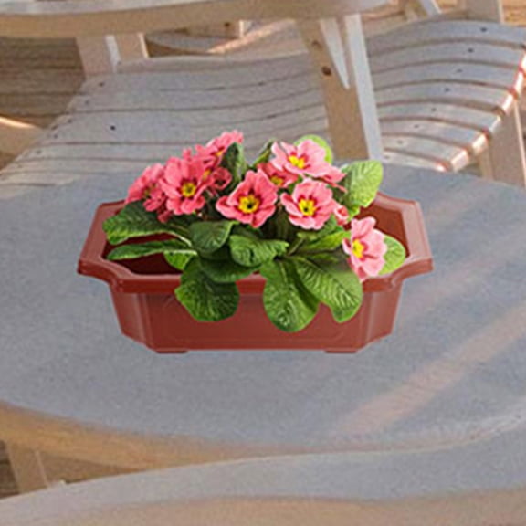 Pretyzoom 5Pcs Drainable Plastic Flowerpot Dark Red Rectangular Planter for Gardening Tool