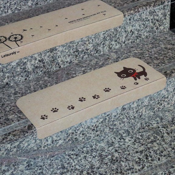 Pretyzoom 5Set Indoor Carpet Stair Treads PVC Non Slip Beige Prevent Falling Home Decor