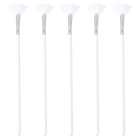Pretyzoom 5Pcs Nylon Face Mask Applicator Brushes White Fan Shaped for Precise Mud and Makeup Application