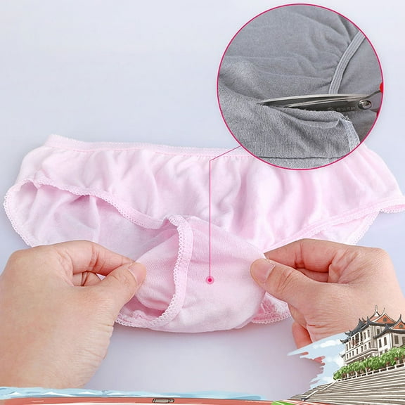Pretyzoom 5pcs Pink Cotton Travel Underwear Disposable for Women Menstrual Period Use