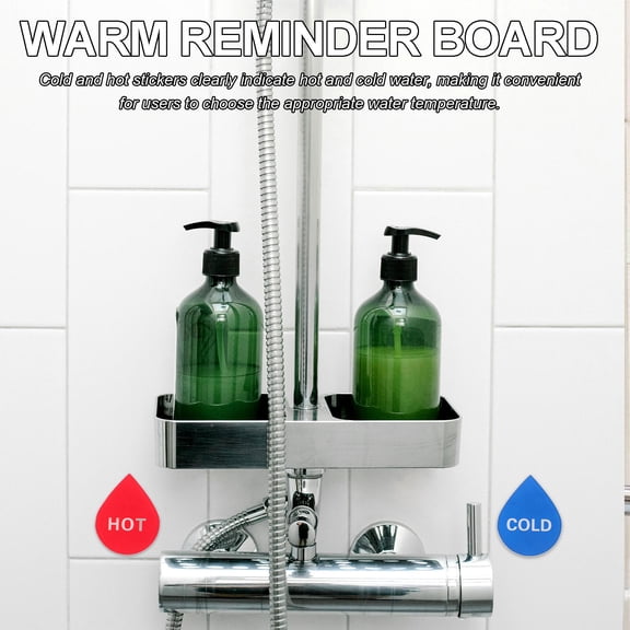 Pretyzoom 6Pairs Hot and Cold Indicator Label Self Stick Acrylic Water Temperature Signs for Kitchen