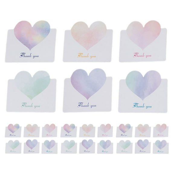Pretyzoom 60Pcs Assorted Color Heart Blessing Cards for Couples and Daily Greetings