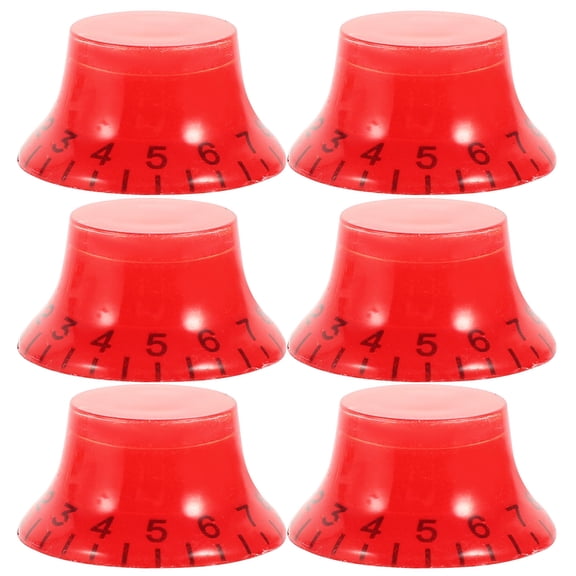 Pretyzoom 6Pcs Guitar Volume Knob Caps Red Tone Control Knobs for Volume Positioning Guitar