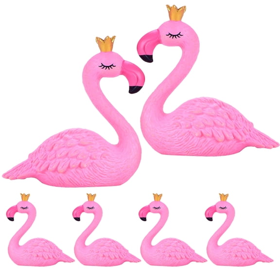 Pretyzoom 6Pcs Miniature Animal Figurines Pink PVC for Collectors and Hobbyists Home Decor