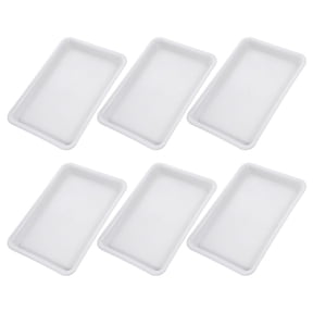 Pretyzoom 6Pcs Rectangular Plant Drainage Trays for Home Use White Plastic Pot Saucers