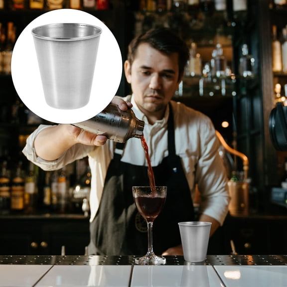 Pretyzoom Stainless Steel Shot Glasses Plated Silver Lightweight for Home 6Pcs