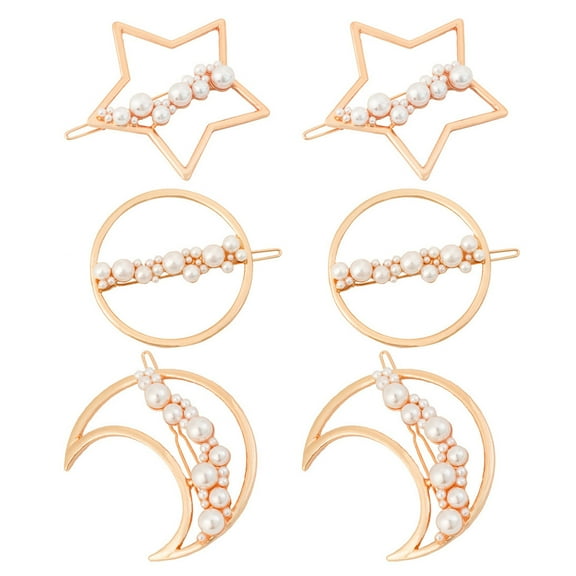 Pretyzoom 6Pcs Star Pin Alloy Rose Gold Hair Accessories for Women Wedding