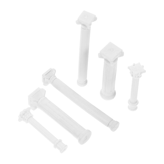 Pretyzoom 6Pcs White Roman Column Figurines for Artistic Desk and Sand Table Decor
