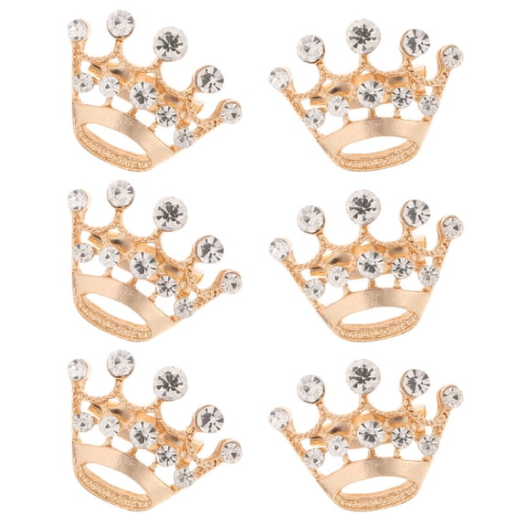 Pretyzoom Clothes Brooches Crown Shape Brooch Golden Alloy 6Pcs Decoration