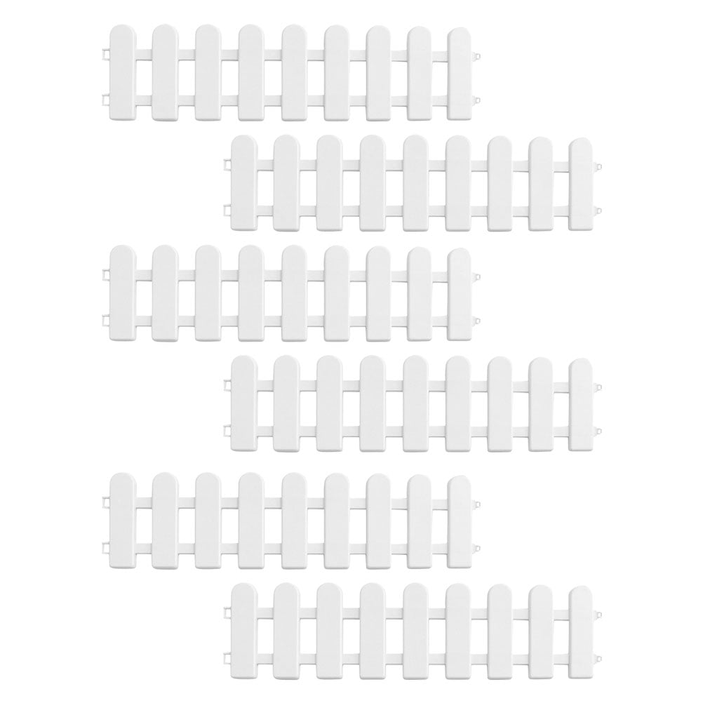 Pretyzoom 6Pcs White Plastic Garden Border Fence Decorative Courtyard Fence Easy Install Sturdy Design