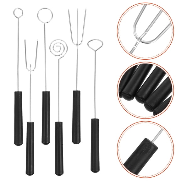 Pretyzoom Chocolate Making Supplies Cheese Fondue Forks Black 6pcs