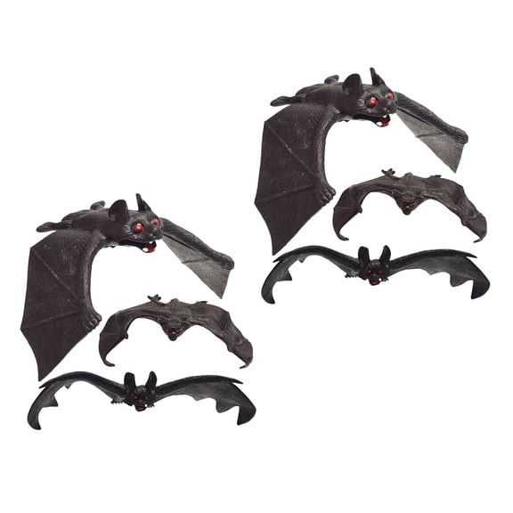 Pretyzoom 6Pcs Simulation Flying Bat Pendants Black Decorative Ornaments for Haunted House Decor