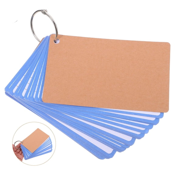 Pretyzoom 6Pcs Blue Lined Index Cards with Ring for Office Study Note Taking and Flash Cards