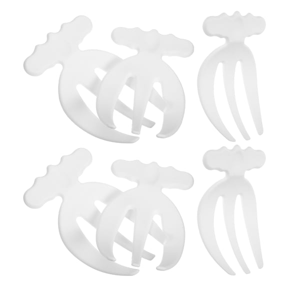 Pretyzoom 6Pcs White Plastic Salad Claws Three Prong Design Multifunctional Serving Forks