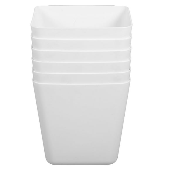 Pretyzoom 6Pcs Hanging Storage Buckets White ABS Plastic Hanging Organizers for Home Store Living Room Use