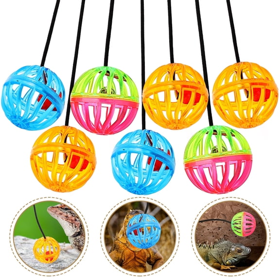 Pretyzoom Wear-Resistant Reptile Bell Ball Toy Assorted Color 7Pcs