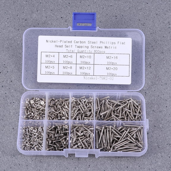 Pretyzoom Screws Set Steel Silver Countersink Screws for Repairing Use with Reusable Box 800pcs