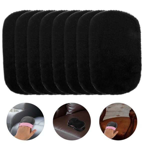 Pretyzoom 8Pcs Interior Detailing Brush Set Black Plush For Furniture Shoes And Bags