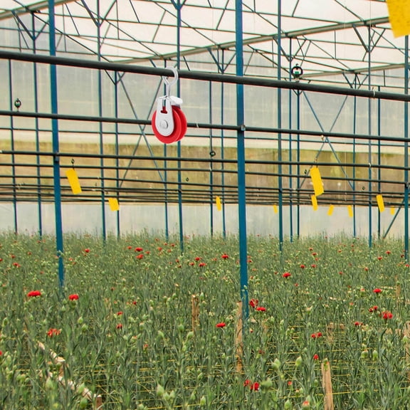 Pretyzoom Red Plastic and Iron Greenhouse Pulley, Easy to Install, Multi-Use, 8Pcs