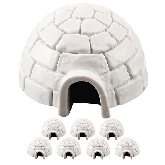 Pretyzoom 8Pcs Simulated Ice House Figurines White Plastic Models for Winter Diorama and Sand Table Display