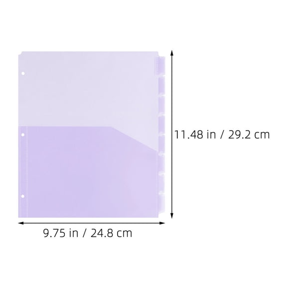 Pretyzoom 8pcs Set Folder Dividers PP Purple for File Separation Travel Use with Document Organization