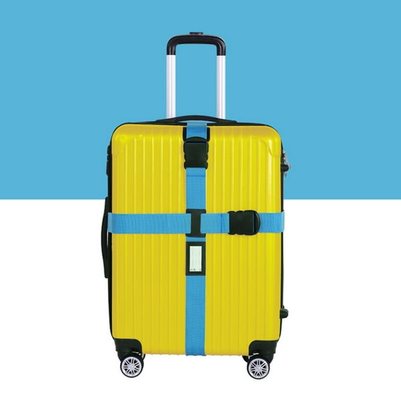 Pretyzoom Adjustable Baggage Packing Belts Cross Style Luggage Belt Blue 1Pcs