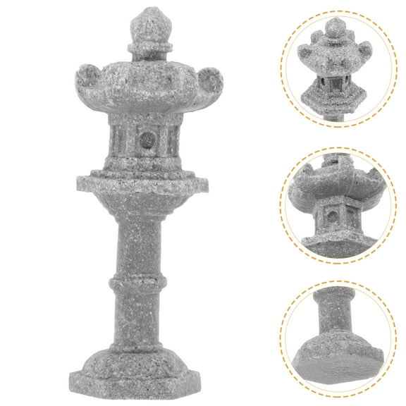 Pretyzoom Micro Landscape Statue Grey for Tabletop Garden Decoration