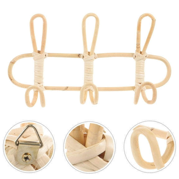 Pretyzoom Handwoven Rattan Wall Hook Rack with Sturdy Design for Clothing and Hat Storage