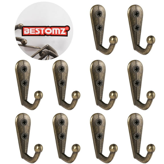 Pretyzoom 10Pcs Metal Pattern Hooks Zinc Alloy Heavy Duty Rounded Design for Bedroom