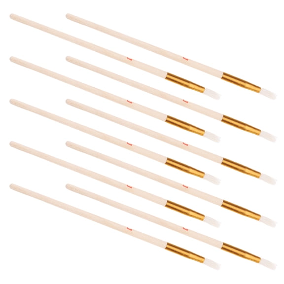 Pretyzoom Soft Wool Bristle Pollinator Pen Beige Wooden for Garden Manual Use 10Pcs