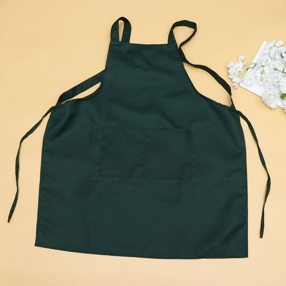 Pretyzoom Serving Apron for Kitchen Use Black Polyester Waist Tie Apron with Pocket