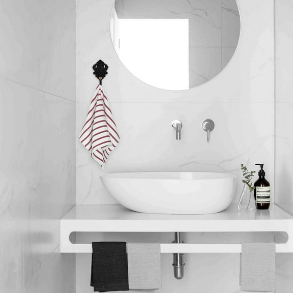 Pretyzoom 2Pcs Vintage Black Metal Coat Hooks Embossed Wall Rack for Home and Entryway