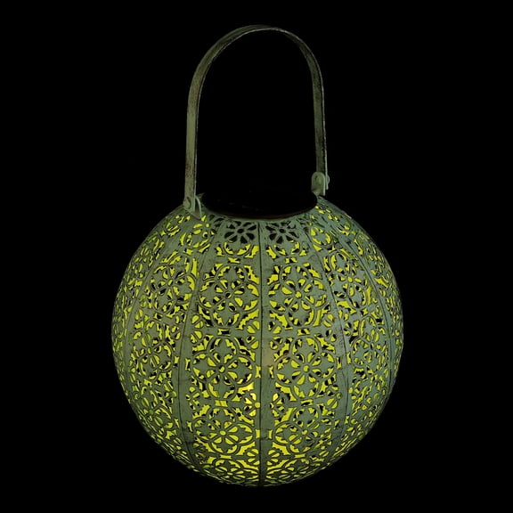 Pretyzoom 1Pc Blue Solar Lantern with Iron Art for Yard Garden Decorative Solar Light