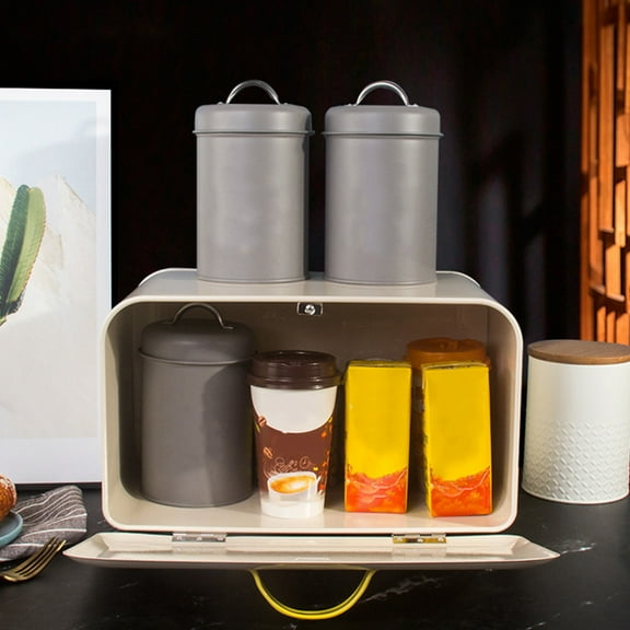 Pretyzoom Bread Boxes Kitchen Storage Box Galvanized Iron Airtightness for Bakery 1Set