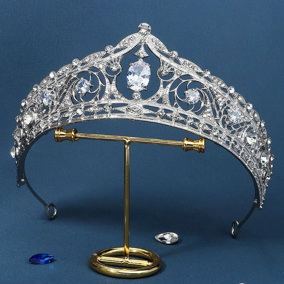 Pretyzoom Bride Tiara Decor Ornate Crown for Engagement Ceremony 1Set