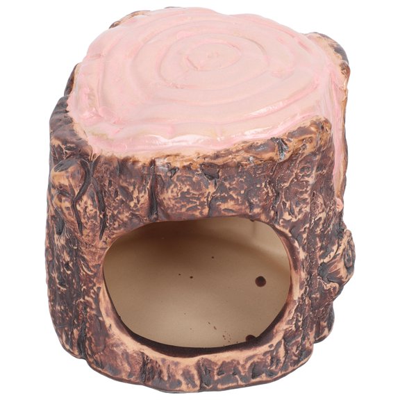 Pretyzoom Ceramic Hamster Hideout, Imitation Wood Cooling Small Animal House, Portable Sleeping Bed for Gerbils Mice Pets