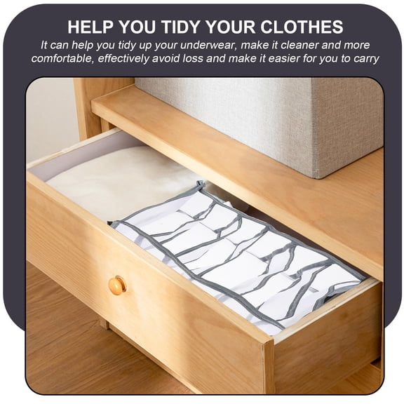 Pretyzoom Multi-compartment Clothing Box Pants Storage Box Grey Gauze Water Washable Adults Travel 1Set