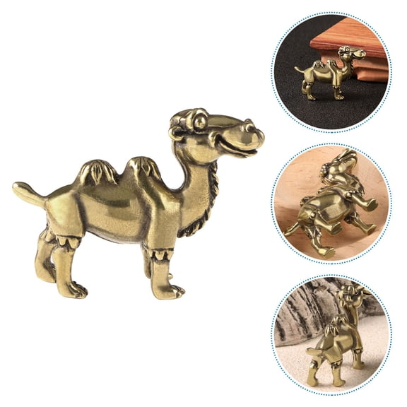 Pretyzoom Golden Brass Animal Figurine Camel Shape for Artistic Desk and Home Decoration